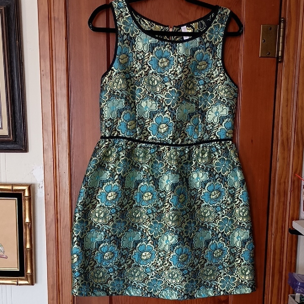 Xhilaration Black and Gold Floral Dress